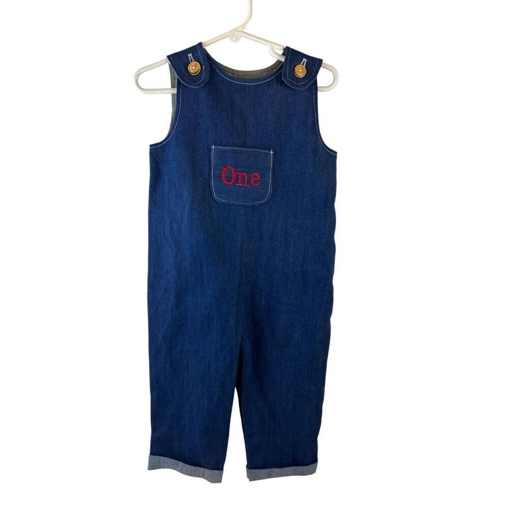 "One" denim Jean overalls‎ "Happy Birthday Photo Outfit"